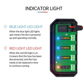 ALLWSLucky 12 V Car Fuse Box with Relay, Fuse Box in Car with LED Warning Indicator, 4-Way Fuse Holder for Motorcycle, Truck, Headlight, Navigation, Marine, SUV, Car Charger