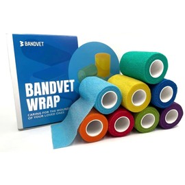 BANDVET WRAP Self Adhesive Bandage Wrap - Pack of 08 Assorted Colors, Non-Woven, Breathable & Water-Resistant Vet Wrap for First Aid, Sports Injury, Body Sprains, & Pets (3 Inch Multicolor - 8 Pack)