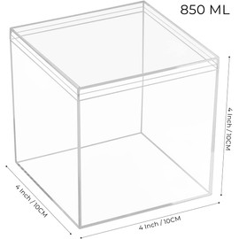 LOVPLAY Large Acrylic Box Clear Display Boxes with Lids 100X100X100mm Acrylic Square Cube with Lid Acrylic Decorative Storage Boxes Clear Jewelry Container for Home Candy Pill and Tiny Jewelry