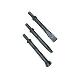 Pneumatic Air Hammer Bit Set, 3-Piece, 0.498" Shank, 1" OD Hammer, 7/8" Flat Chisel, 3/8" Point Tip, 7.1" Long, Heat-Treated Cr-Mo Alloy Steel