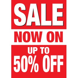 PCL Media ltd Printed Sale Posters (A4 Sale Now On) Window Poster