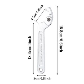 Catime C Hook Wrench Adjustable, Slot Nut Wrench Chrome Vanadium, C Wrench, Adjustable Wrench for Slot Nut (3/4 - 2 Inch (19-51 mm) - Round Head)
