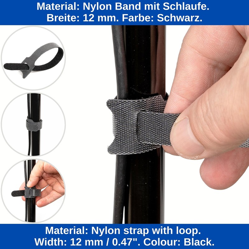 Velcro Cable Ties with Loop, Pack of 25, 20 cm