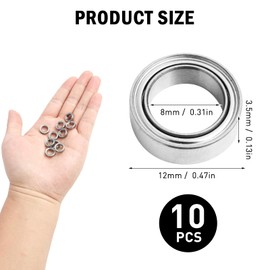 10pcs MR128-2RS Ball Bearings 8 mm x 12 mm x 3.5 mm Double Protected Deep Groove Ball Bearings for DIY, Mini Ball Bearings, Lathes, Motors, 3D Printers, Milling Machines and Mechanical Devices