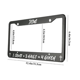 oFloral Jesus 1 Cross Add 3 Nails Equal 4 Given Special Algorithm Aluminum Alloy License Plate Frame Applicable to US Standard Car Tag Frame Front License Plate Holder for Women Men(1 Pack)