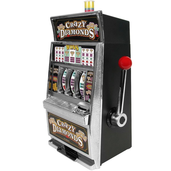 Slot Machine– Las Vegas Slot Machine with Casino Sounds, Flashing Lights, and Chrome Trim – Accepts 98% of World Coins by Trademark Poker