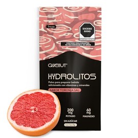 QUENUT | Electrolitos en Polvo Sin Azúcar | 30 Sobres | Hidratación | Sodio, Magnesio, Potasio, Vitamina complejo B, C y E (Toronja Sal)