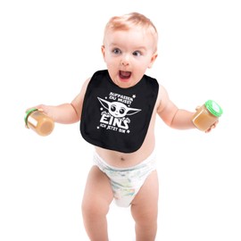 MoonWorks® Yoda Baby Bib Gift First or Second Birthday Funny Saying Cotton 1 Ich jetzt bin schwarz One Size