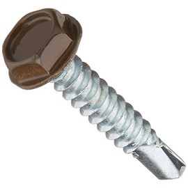 The Hillman Group 560398 10-Inch x 1-Inch Washer Head Self Drilling Screw with Painted Head, 100-Pack,Brown