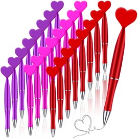 Lragvtbk 24 Pieces Heart Shaped Pens Heart Ballpoint Pens Valentine Party Favor Pens Nurse Gift Pen Black Ink Stripe Writing Pen for Mother's Day Wedding Party Office Supplies