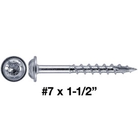 #7 x 1-1/2" Pocket Hole Torx/Star Head Screws COARSE Thread - 1 Pound - 168 Approx. Screw Count - Torx/Star Drive Pocket Hole Screws for Cabinetry, Furniture, etc. - T-20 Torx Screw Head