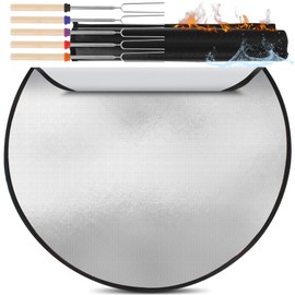24" Fire Pit Mat for Deck, Fireproof Up to 1300 F Degrees, 3-Layer Adjustable Fire Resistant Pad, Round Grill Protector in Fire Proof Bag, Fire Pit Heat Shield