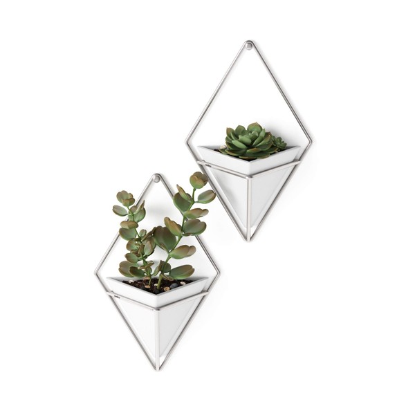 Umbra 470753-670 Trigg Hanging Vase and Geometric Wall Decor Container,