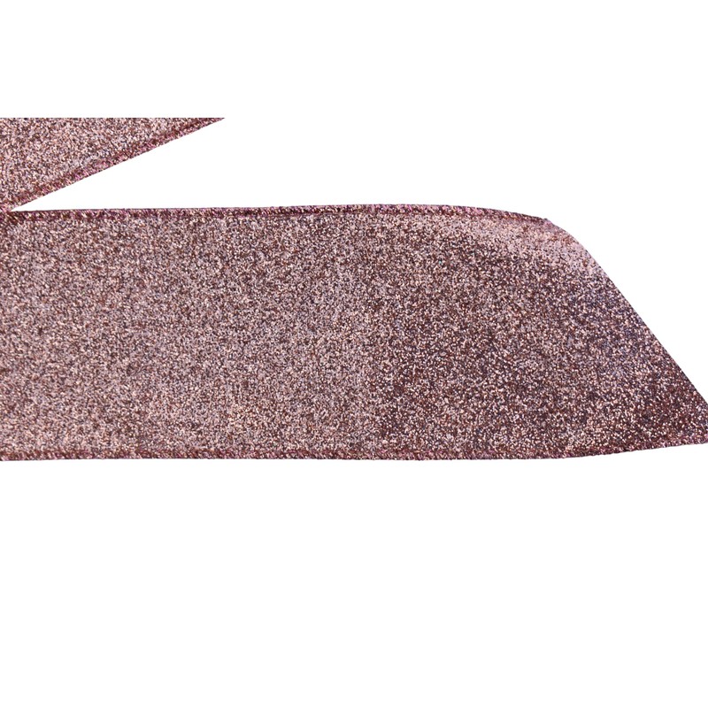 Rose Gold Glitter Glimmer Wired Holiday Wreath Bow (8, Large)