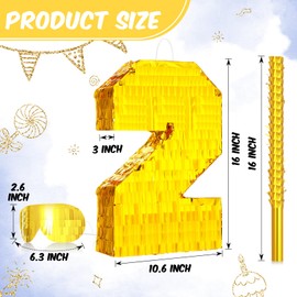 Sratte Number Piñata Birthday Piñata Decorations Gold Foil Piñata with Stick Blindfold Confetti for Boy Girl Birthday Party Decorations Anniversary Celebrations Fiesta Supplies(Number 7)