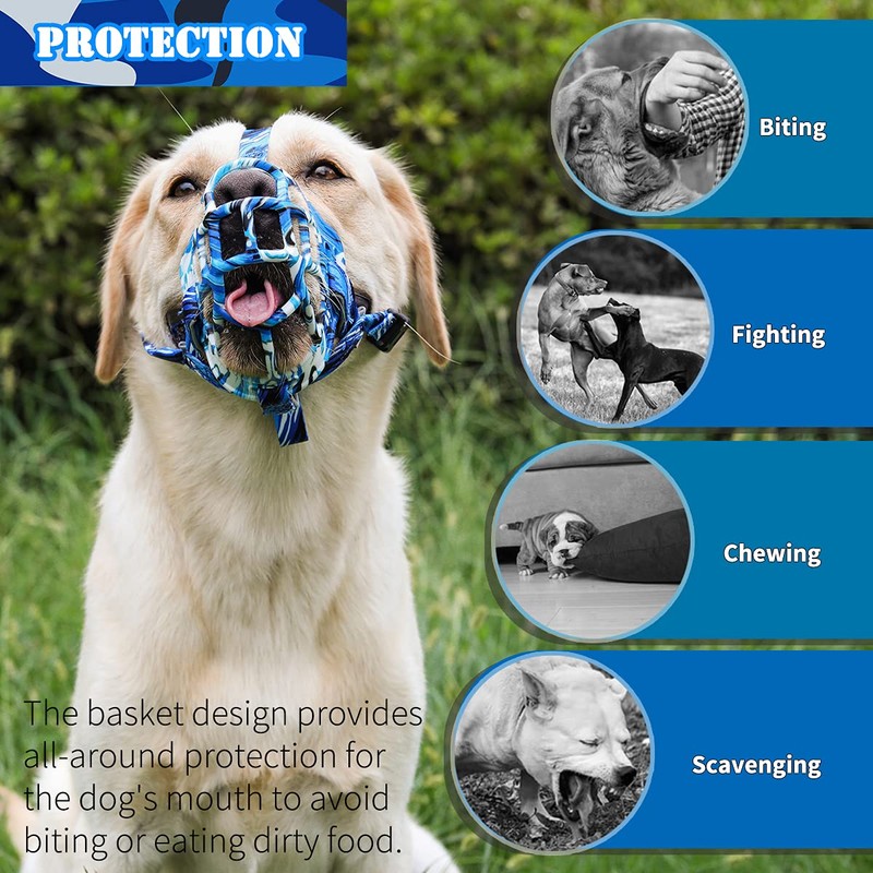 BARKLESS Dog Muzzle, Silicone Basket Muzzle for Small Medium Large
