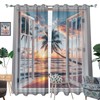 HDESDIS Sunset Ocean Beach Grommet Blackout Curtains for Bedroom, Tropical