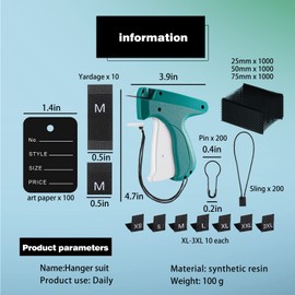 WUERKIYA Label Gun Kit 3576 Pieces Labelling Device with 5 Replacement Needles for Attaching Clothing Labels with Needles Standard Plastic Barbs Standard Plastic Barbed Fixings
