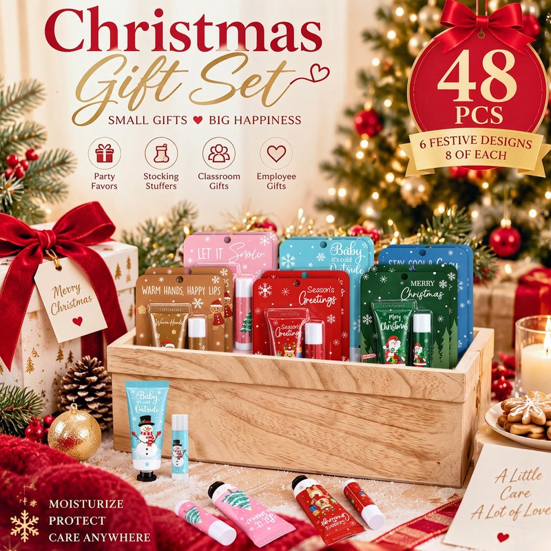 48 Sets Colorful Christmas Gift Bulk Hand Cream and Lip