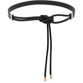 BAOKELAN PU Leather Skinny Belts for Women Knotted Thin Waist Belt for Dresses Black 130cm/51.2in