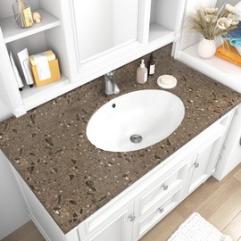 Wallercity Brown Granite Contact Paper for Countertops Bathroom Kitchen Peel and Stick Wallpaper Removable Waterproof Wall Paper for Countertop Cabinets Shelf Liner 15.8''x78.7'' Decorative Vinyl Film