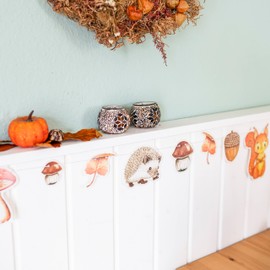 Papierdrachen 10 m Garland as Autumn Decoration, Decoration for Crafts for Boys and Girls, Squirrels and Hedgehogs, Creative Project in Nursery and School