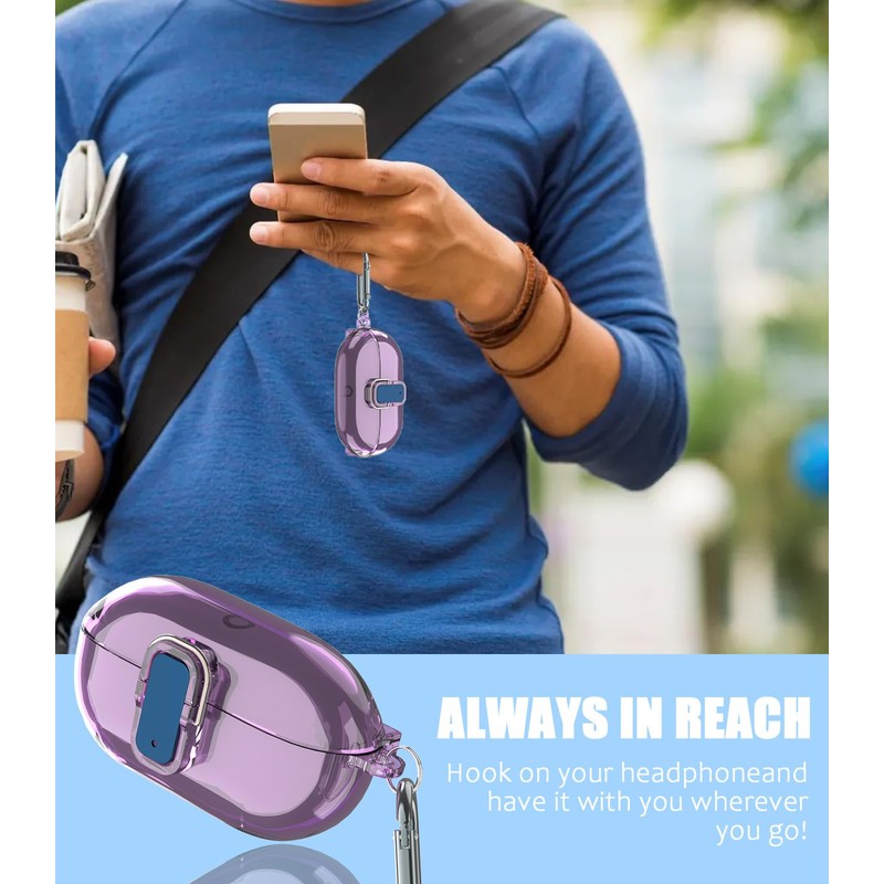 Transparent Case Compatible with Beats Solo Buds (2024) with Carabiner