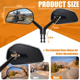 VPZMT CNC Carbon Fiber Rearview Mirror for Harley Touring, Road Glide, Electra Glide, Street Glide, Road King, Softail, Dyna, Street Bob, Low Rider S, Fat Boy, and Sportster XL883