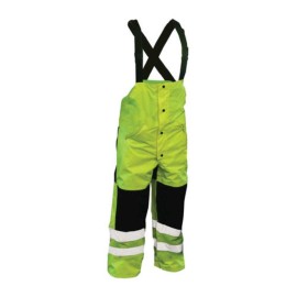 Forester Medium High Visibility Green Rain Suit Bib Zipper Legs White Reflective Stripe