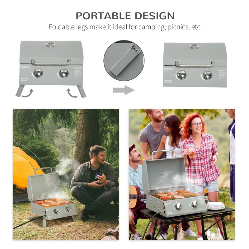 Outsunny 2 Burner Propane Gas Grill Outdoor Portable - Black