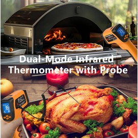 MOONASCEND Infrared Thermometer Gun -58°F to 1472°F, 12:1 Laser Temperature Gun with -58°F to 572°F K-Type Probe, Dual-Mode Thermometer Guns Suitable for Cooking & Industry Measurements