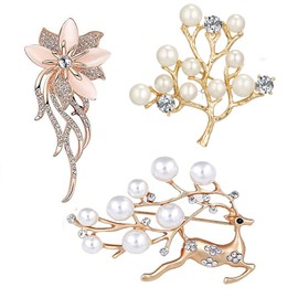 3 Pieces Brooch Gold Women's Pearl Brooch Pins Bouquet Brooch Clothing Jewelry Pin Wedding Christmas Party Jewelry Gifts