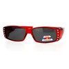Womens Rhinestone Rectangular Polarized Fit Over Glasses Sunglasses Red