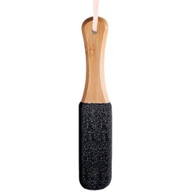 Professional Pumice Stone for Cleaning – Exfoliating Foot Scrubber with Wooden Handle – Removes Hard Skin, Calluses, Dead Skin, Corns & Cracked Heels – Pedicure Foot File Rasp for Hard Skin (Black)