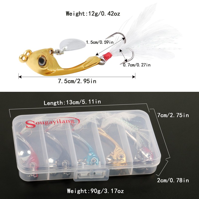 Sougayilang Jigs Fishing Lures Sinking Metal Spinner Bait Micro Jigging