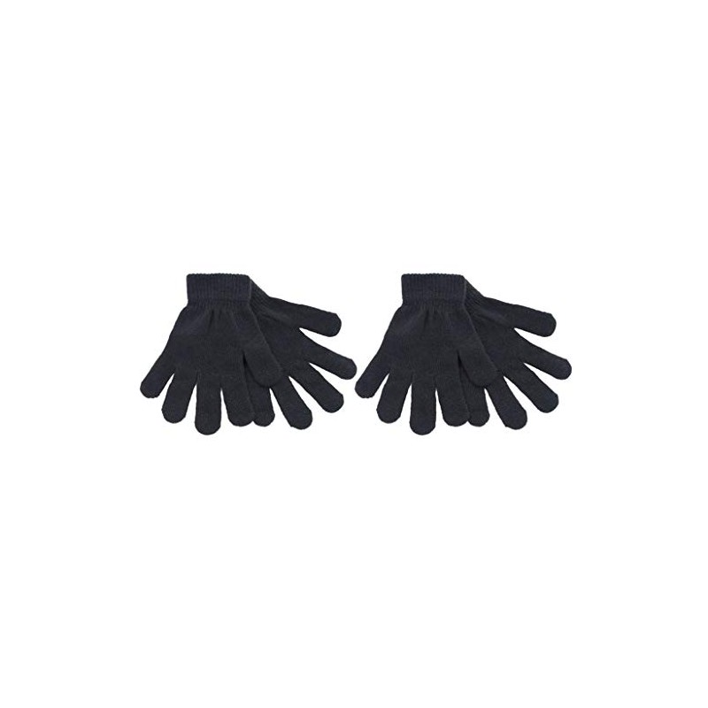 Thingimijigs 2 Pairs Ladies Thermal Stretch Knitted Gloves - Black