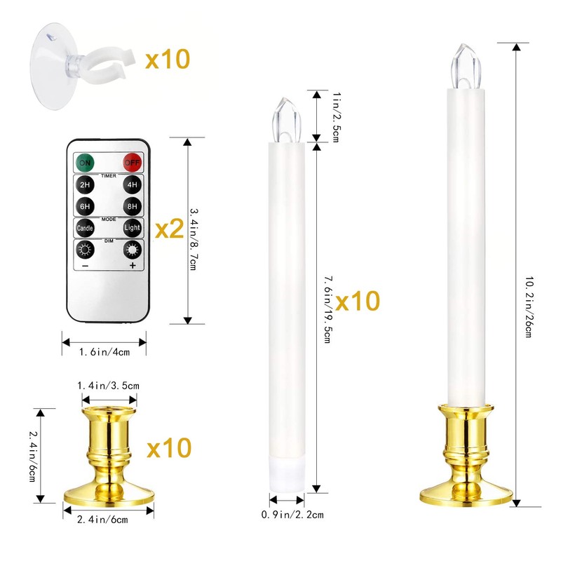 YAUNGEL Window Candles, 10 Pack LED Battery Operated Christmas Candles