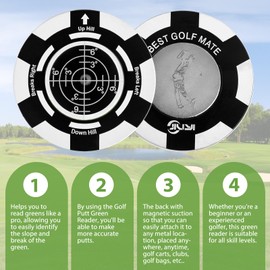 JIUYIBC Golf Putt Green Reader, Magnetic Alloy Round Bubble Level, High Precision Reader, Golf Putting Aid, Golf Accessories for Men Gift 45MM
