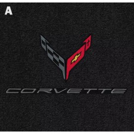 Lloyd Mats New! 2020 - 2025 Chevy Corvette Black Floor mats w/ Corvette Embroidered Logo - A-CARBON CORVETTE