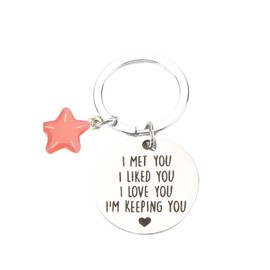 FRULX Adorable Stainless Steel Keychain with Sea Star Pendant, 'i'm Keeping You' Quote, Perfect for Couples, Creative Cartoon Design, Cute Travel Accessories, Ideal Good Luck Gifts for Women