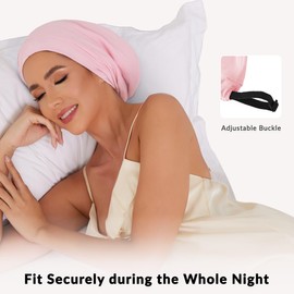 100% Mulberry Silk Bonnet for Sleeping Women Men, Real Silk Lined Sleep Cap with Adjustable Strap, Hair Wrap Slouchy Beanie for Curly Hair