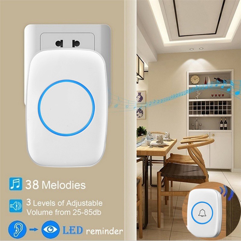 Wireless Doorbell Waterproof Wireless Chime Door Chime with 3 Volume