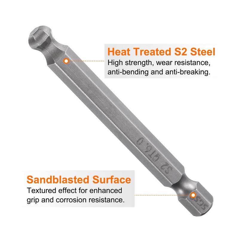 sourcing map 5pcs Ball End Hex Screwdriver Bit 6mm (H6.0)