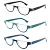 DXYXYO Half Moon Reading Glasses for Women, 3 Pack Small