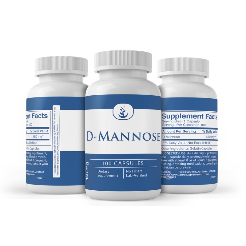 Pure Original Ingredients D-Mannose, (100 Capsules) Always Pure, No Additives