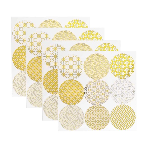 12 Sheets Decorative Gold Circle Envelope Seals Stickers Gift Boxes Stickers Party Favor Bags Stickers Label Stickers Holiday Birthday Party Wedding Baby Shower Decorations (108 Pieces)