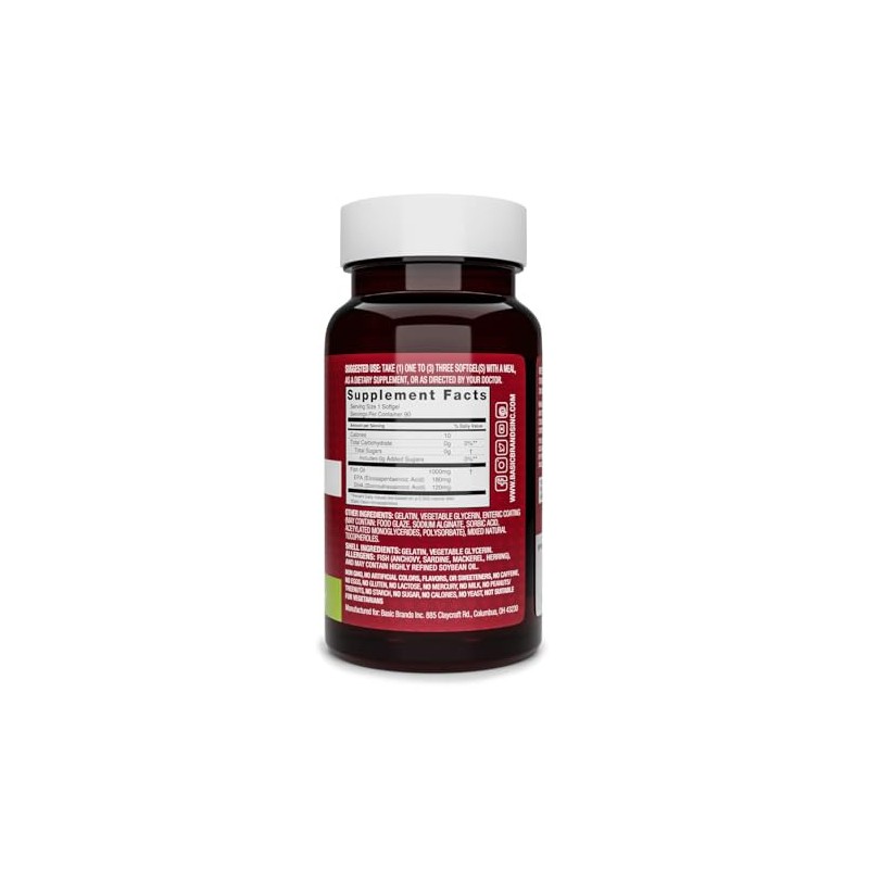 Basic Brands Aceite de pescado Omega-3 sin olor Smart Heart,