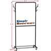 Simple Houseware Double Rod Garment Rack With Wheels and Hooks,