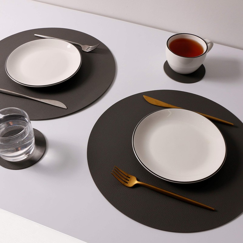 Wipeable Placemats and Coasters Leather Table Mats Waterproof Heat-Resistant Easy