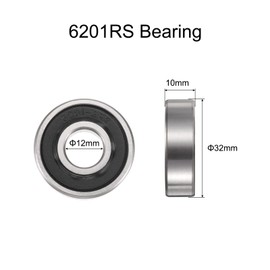 sourcing map 2pcs 6201-2RS Bearing 12x32x10mm, Chrome Steel Double Rubber Seals Precision Bearing, Lubricated Deep Groove Ball Bearings, P6 (ABEC 3)